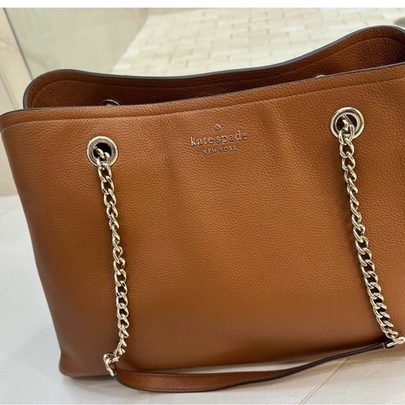 Kate Spade Jordyn Large Brown Leather Chain Shoulder Bag - Picture 4 of 10